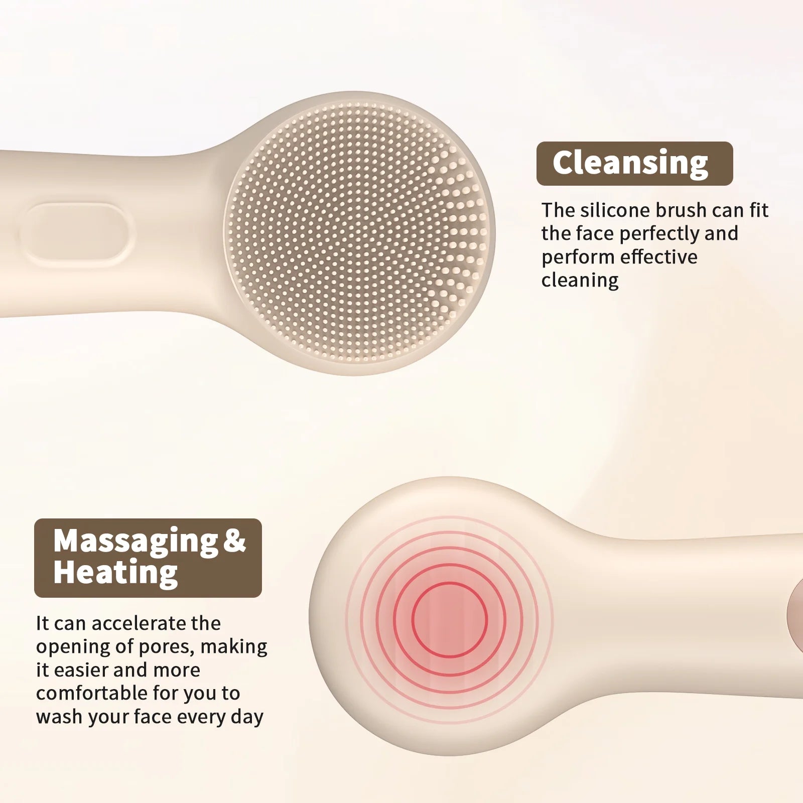 Facial Cleansing Brush, IPX7 Waterproof Sonic Face Scrubber, Rechargeable Electric Silicone Face Brush for Deep Cleansing and Exfoliation