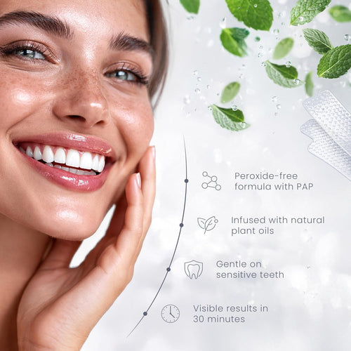 Gentle Teeth Whitening Strips - (40 Strips) Bleaching Teeth Free of Peroxide for a Radiant Smile - Gentle Tooth Whitening - 20 Applications