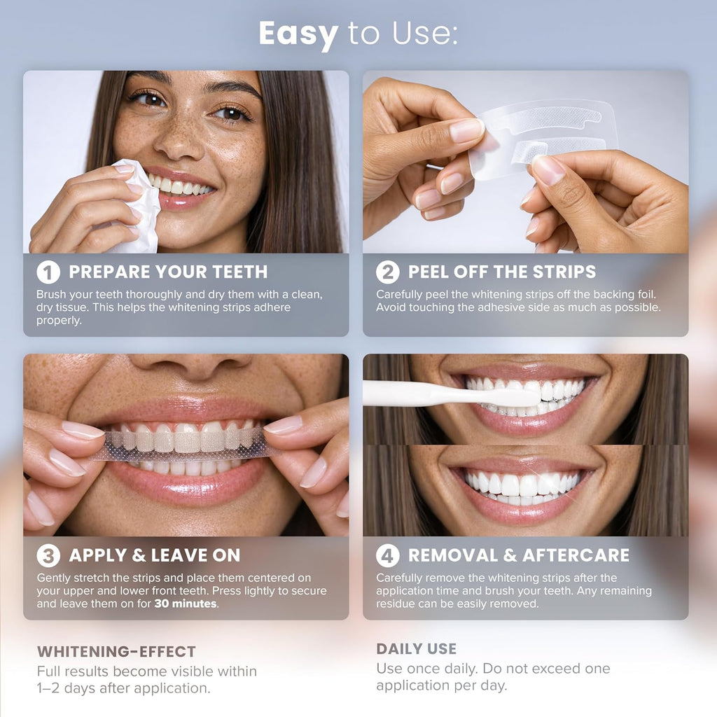 Gentle Teeth Whitening Strips - (40 Strips) Bleaching Teeth Free of Peroxide for a Radiant Smile - Gentle Tooth Whitening - 20 Applications